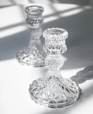 Productafbeelding van Kandelaar van helder glas, geschikt voor kaarsen van 2,3 cm, 10,2 cm en 10