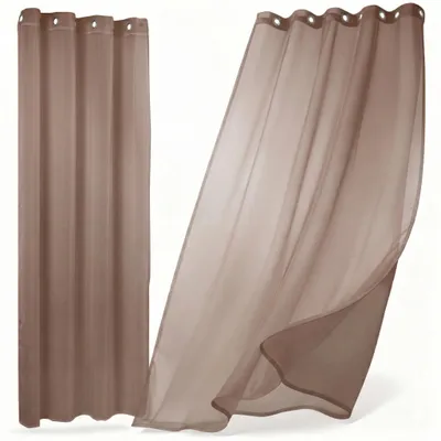 Image de Rideau Beautex Dolly transparent, au choix avec fixation à fronces ou à œillets, taille et couleur au choix, 140 x 240 cm, taupe