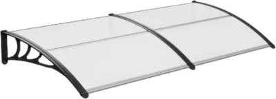 Produktbild von Bolt Edge Vordach – Überdachung Haustür – 190cm – Gebogen – Polycarbonat – UV-beständig – Aluminiumhalterungen – Schwarz