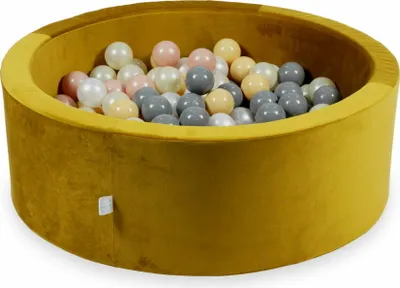 Image de Piscine à balles 90x30 velours or - Avec 200 balles / Beige, or rose, or clair, nacre, gris