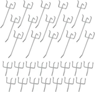 Zdjęcie produktu dla Haczyki ścienne 30 sztuk, 10cm/5cm, stal nierdzewna, do narzędzi, garaż, warsztat