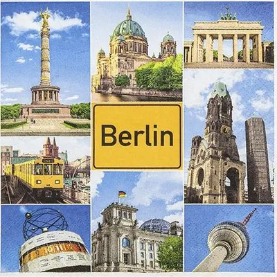 Obrázek produktu pro 20 ubrousků Berlínské památky - Berlín v pohlednicovém stylu 33x33cm