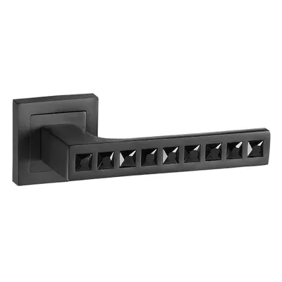 Produktbild von Quadratischer Griff mit Kristallen verziert 130 mm, schwarz, Türgriff schwarz, design