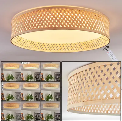 Produktbild von Barcellona Deckenlampe im Boho-Design aus Metall/Bambus/Kunststoff in Weiß/Natur