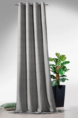 Produktbild von heimtexland ® Verdunkelungsvorhang Dekoschal Jacquard Gardine Blackout Beschichtung Vorhang HxB 245x135 Ösenschal Isolierend Typ762 Grau