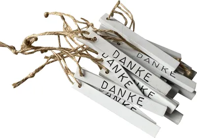 Produktbild von Holzhänger Danke 1 VE= 20 Stück 8cm weiß - F617818-11