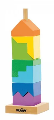 Produktbild von Woody 91102 Holzspielzeug Steckturm / Steckspiel / stapelspiel mit bunten Holzklötzen