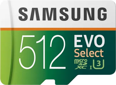 Produktbild von Samsung EVO Select microSD-Karte, 512 GB, 100 MB/s und 90 MB/s, Speicherkarte für Full HD & 4K UHD, Inkl. SD-Adapter für Smartphone, Tablet, Action-Kamera, Drohne und Notebook