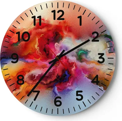 Produktbild von Wanduhr - Rund - Glasuhr - Abstraktion modern - 30x30cm - Schleichendes Uhrwerk - Lautlos - zum Aufhängen bereit - Dekoration Modern - Wanddekoration aus Glas - C4AR30x30-4035