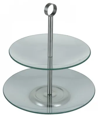 Produktbild von Etagere Ø25x17cm 2Ablagen Glasplatten Servierteller Servierplatte