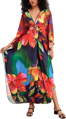 Productafbeelding van Dameskaftan lang strandkleid in eenheidsmaat, zomerse cover-up voor strand, zwembad en vakantie