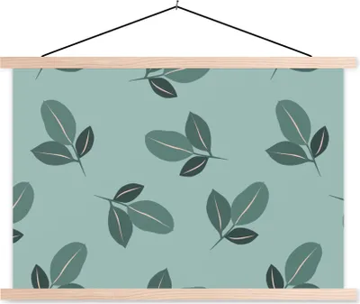 Produktbild von MuchoWow® Textilposter Sommer - Blätter - Muster 120x80 cm mit holzfarbenen Rahmen - Aufhängeset