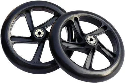 Immagine prodotto di Ruote per skateboard, pattini a rotelle, passeggini e monopattini, disponibili in diverse misure (125 mm x 24 mm, nero).