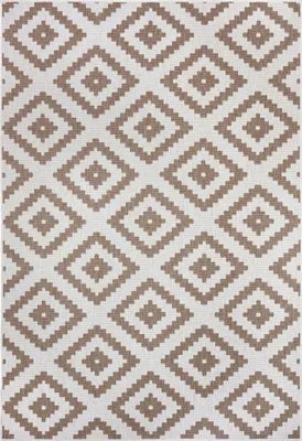 Zdjęcie produktu dla Dywan na taras 80x150cm, niebiesko kremowy dwustronny, sznurkowy płasko tkany