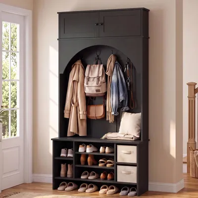 Productafbeelding van IRONCK Garderobekast, garderobe met zitbank en schoenenrek, zwart