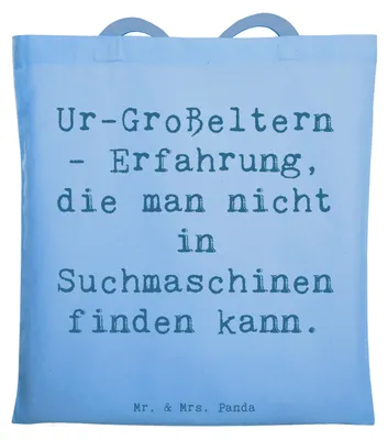 Produktbild von Mr. & Mrs. Panda Shopping Tasche Spruch Ur-Großeltern Weisheit - Sky Blue - Geschenk, Stoffbeutel, Familienbande, persönliche Erinnerungen, Laptoptasche, Geburtstage