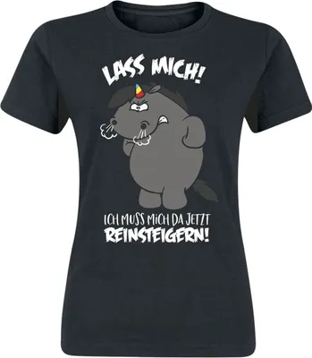 Produktbild von Pummeleinhorn T-Shirt Damen Grummeleinhorn - Lass mich! Ich muss mich da jetzt reinsteigern! schwarz L