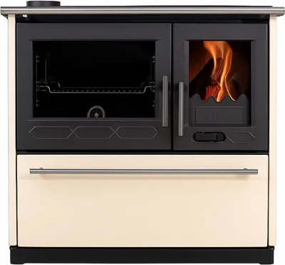 Image de Poêle à bois d’angle 10 kW –  COCINA 170 m³ – Rendement 80 % – Sortie Ø130 mm – Classe énergétique A – Acier – Avec espace de rangement