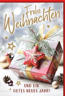 Produktbild von Weihnachten Geschenk mit rotem Stern Glückwunschkarte mit Umschlag