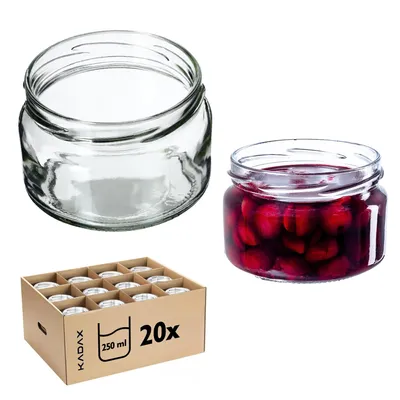 Zdjęcie produktu dla KADAX 20x Słoik Słoiki 250ml Szklany Na Przetwory Dżem miód Do Świec