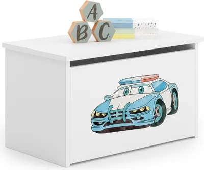Obrázok produktu pre hračka "Raumhirsch", úložný box DARIA, policajné auto, úložný box s lavičkou, úložná skrinka, truhlica do detskej izby, biela