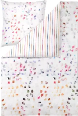 Produktbild von Estella Mako-Satin Bettwäsche 155x220 Audrey Wende Tupfen Streifen weiß 4837-985