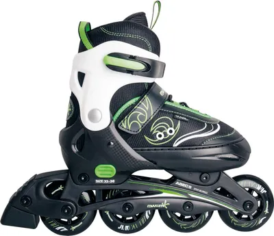Image de muuwmi Patin à roulettes pour enfants, réglable, taille 37-40, ABEC 5, taille des roulettes 72 x 22 mm, GS-approuvé, vert