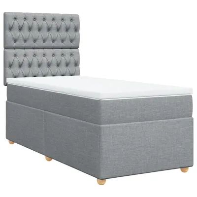 Produktbild von Boxspringbett mit Matratze Hellgrau 90x190 cm Stoff