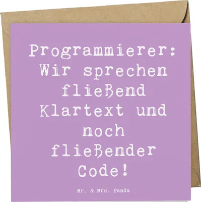 Produktbild von Mr. & Mrs. Panda Grußkarte Spruch Programmierer Codeflüsterer - Lavendeltraum - Geschenk, Programmiersprachen, Glückwunschkarte, faltkarte, Berufsgestaltung, Beruf, IT
