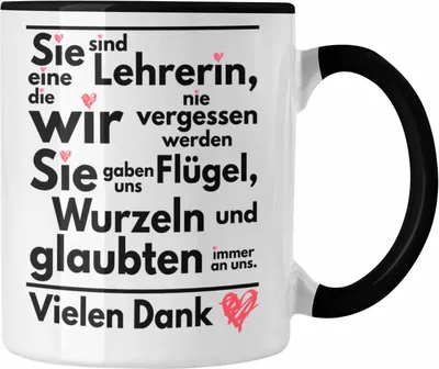 Produktbild von Trendation - Abschiedsgeschenk Lehrerin Tasse Geschenk zum Abschied Klassenlehrerin Beste Lehrerin Geschenkidee Danke (Schwarz)