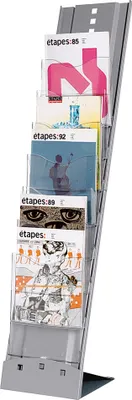 Produktbild von PAPERFLOW Bodenprospektständer PLIO 7 Fächer alufarben