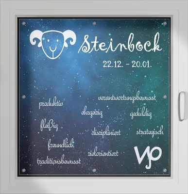 Produktbild von Wallario Lichtschutzbild, Dekorativer Sichtschutz Sonnenschutz 96 x 93 cm mit Motiv: Sternzeichen Steinbock - Verdunklung ohne Bohren