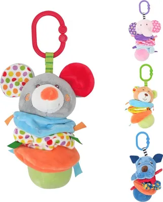 Obrázok produktu pre Lorelli detská plyšová hračka, vibrácie, C-krúžok, skladacie zóny, uchopovacia hračka, hrací luk sivý
