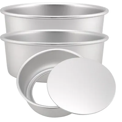 Image de Omgoods - Moule à gâteau de 20 cm - Moule rond et profond - Fond amovible - Moules en aluminium - Lot de 3 - Idéal pour les gâteaux - Moule à gâteau