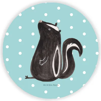 Produktbild von Mr. & Mrs. Panda magnet Stinktier Sitzen - Türkis Pastell - Geschenk, Besserwisser, Büro, Kühlschrankmagnet, für pinwand, kühlschrank, Wildtier, magnettafel, pinnwand