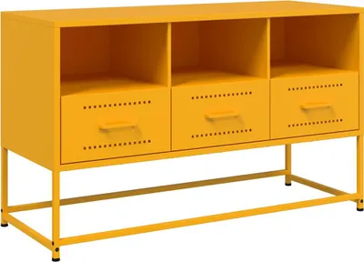 Image de vidaXL Armoire TV jaune moutarde 100,5x39x60,5 cm Acier