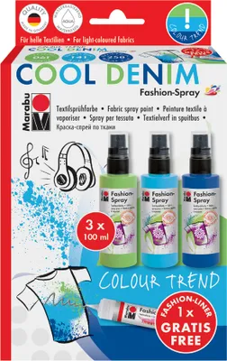 Produktbild von Marabu Textilsprühfarbe "Fashion Spray" Set COOL DENIM