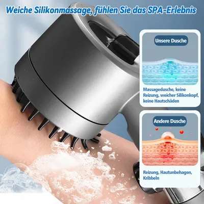 Produktbild von Duschkopf Sparduschkopf Wassersparend Hochdruck Handbrause Grau