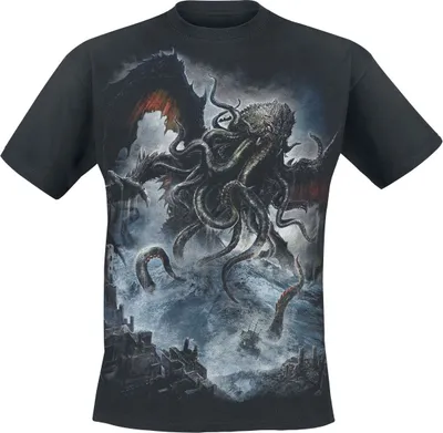 Produktbild von Spiral T-Shirt Herren Cthulhu schwarz Gothic 100% Baumwolle M