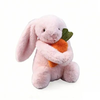 Produktbild von Plüsch Hase 28 cm – Weiches Kuscheltier mit Karotte Rosa