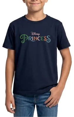 Produktbild von Disney Prinzessinnen Schriftzug Teenager T-Shirt, 134/146 (9-11 Jahre), Navy