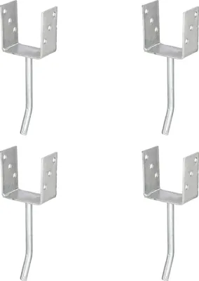 Produktbild von Alberts 4 x U-Pfostenträger mit Rundstahl-Betonanker, 101x104 mm, Betonanker 200 mm, feuerverzinkt, zum Einbetonieren