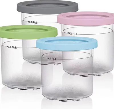 Produktbild von Lauwexe Ice Cream Pints, 4 Stück, Wasserdicht Mit Deckel, Kompatibel Mit Ninja Creami NC301 NC300 NC299AMZ