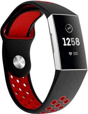 Produktbild von Strap-it Fitbit Charge 3 Sportarmband (Schwarz Rot) - Große: S/M