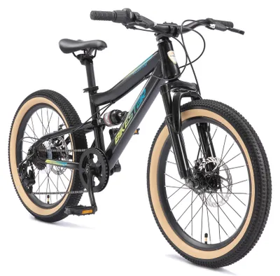 Produktbild von BIKESTAR Kinder Fully Mountainbike 20 Zoll ab 6 Jahre | 7 Gang Shimano, Scheibenbremsen | Schwarz