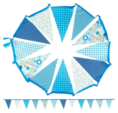 Produktbild von Goodymax® Wimpelkette 3,50 m Polyester-Stoff mit Muster blau