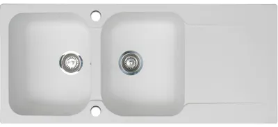 Produktbild von Spülbecken, reversibel, mit 2 Becken und 1 Abtropfbecken, aus weißem Harz, Marke Essebagno