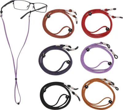 Produktbild von 6er Brillenband Leder Brillenbänder Universal Brillenkette Einstellbarer Brillenkordel Brillenschnur für Damen Herren - Leder Brillen Seil für Lesebrille Sonnenbrille Schutzbrille