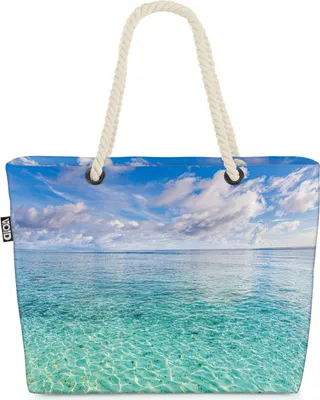 Produktbild von VOID Karibik Strand Meer Strandtasche Shopper 58x38x16cm 23L XXL Einkaufstasche Tasche Reisetasche Beach Bag