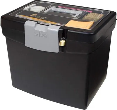 Image de Boîte d'archivage en plastique avec couvercle à compartiments, couleur obsidienne, 1 pièce